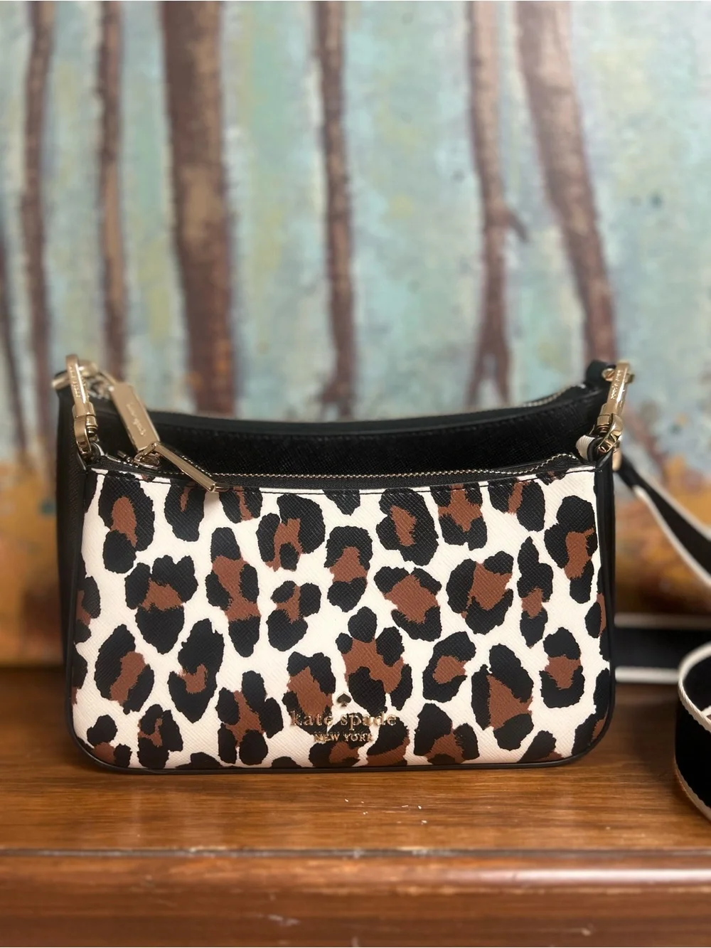 Kate Spade Duet leopard print small crossbody bag duo